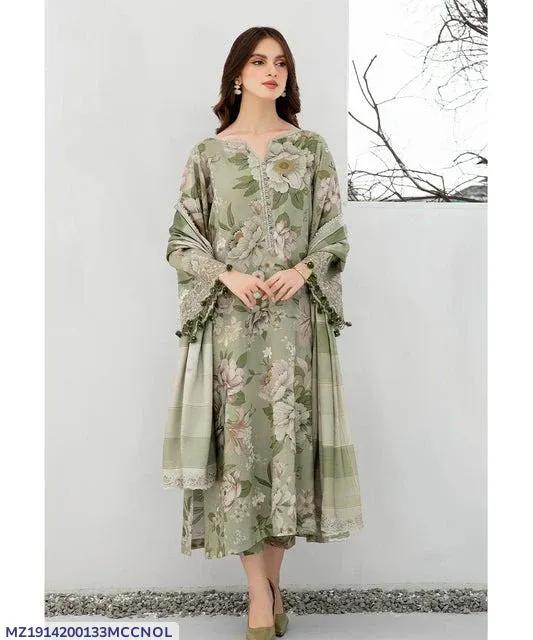 Pakistani Floral Printed Anarkali Suit Green