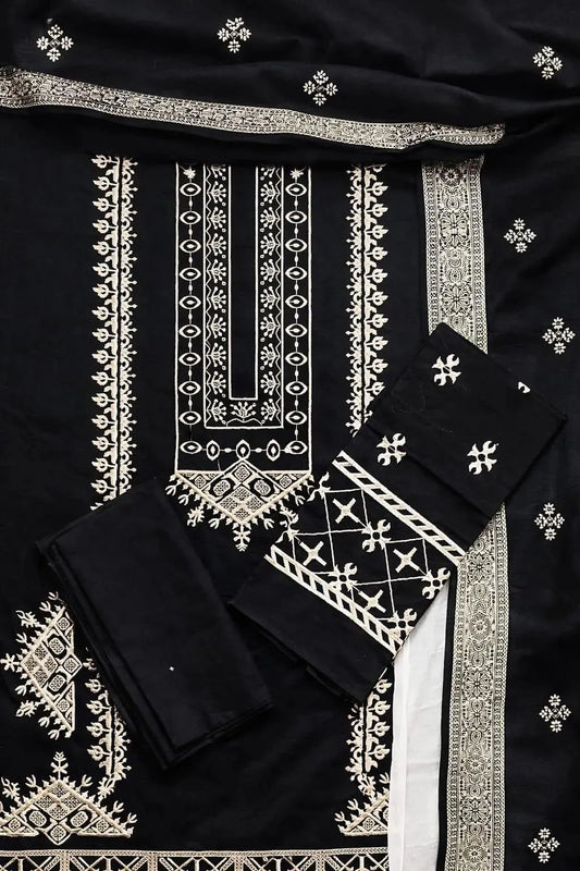 Black Embroidered Lawn 3Pcs Anarkali Set