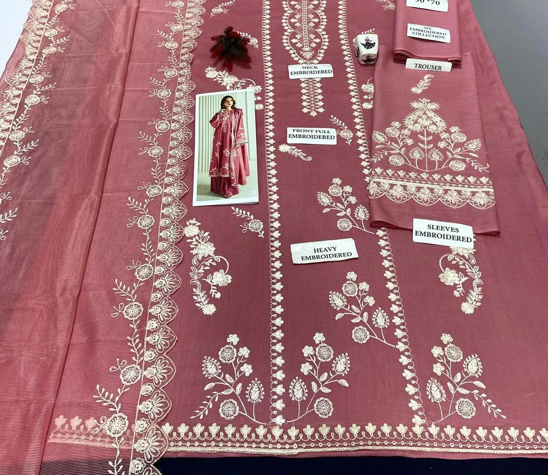 Pink Embroidered Lawn Suit Set for Women