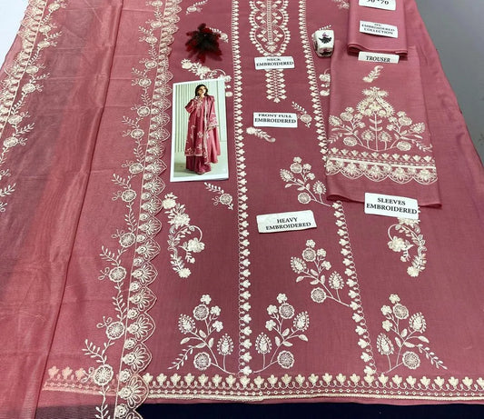 Pink Embroidered Lawn Suit Set for Women